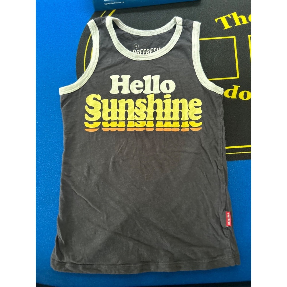 Prefresh Hello Sunshine Dark Gray Tank Top EUC Size 6